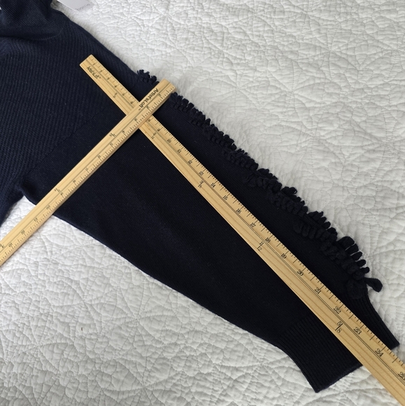 Barrie of Scotland Cashmere Textured Sleeves Detail Turtleneck Sweater - Navy - Picture 16 of 16